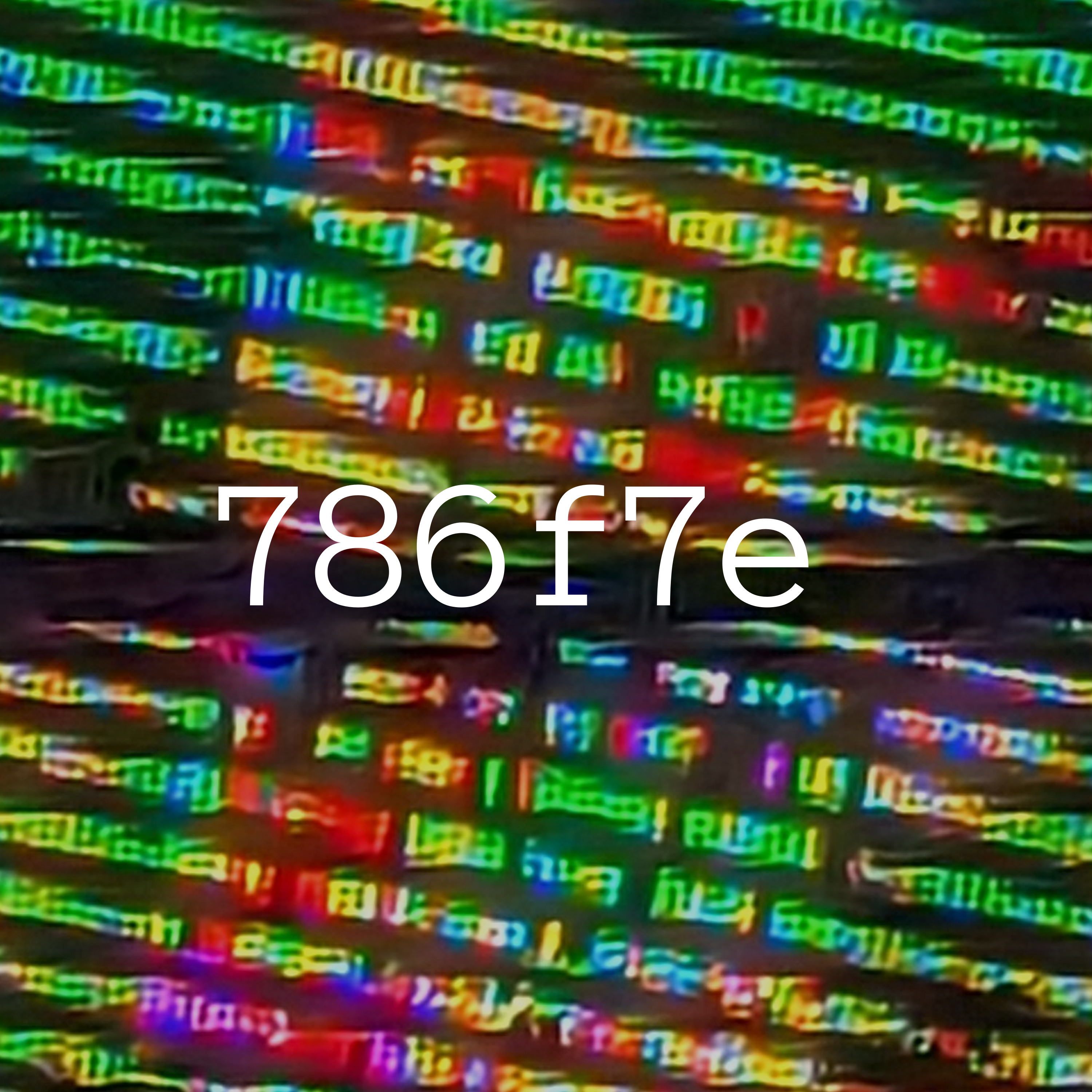 The cover art for imagination, which is a close-up picture of a broken LED display. The text 786f7e is overlaid ontop.