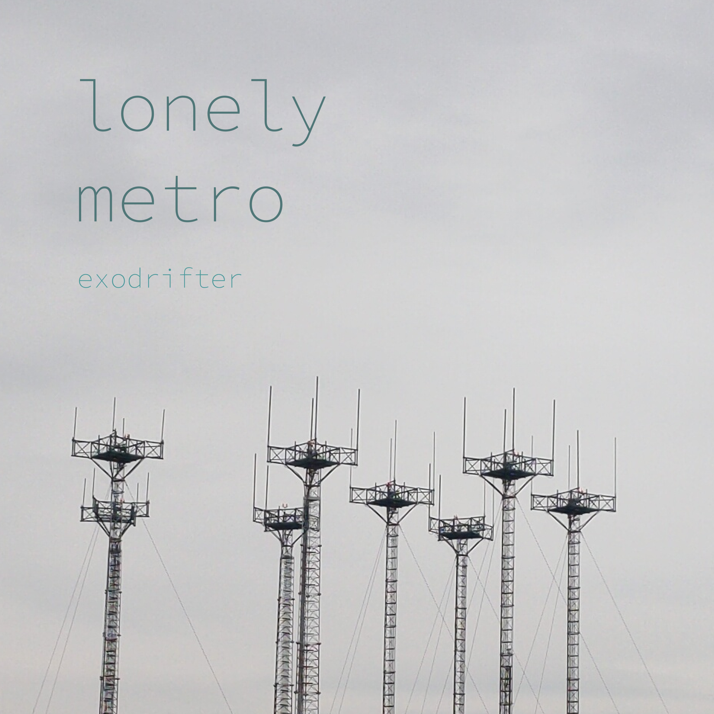 lonely metro album art, which pictures an installation of antennas from the Toronto Pearson International Airport against a cloudy sky.