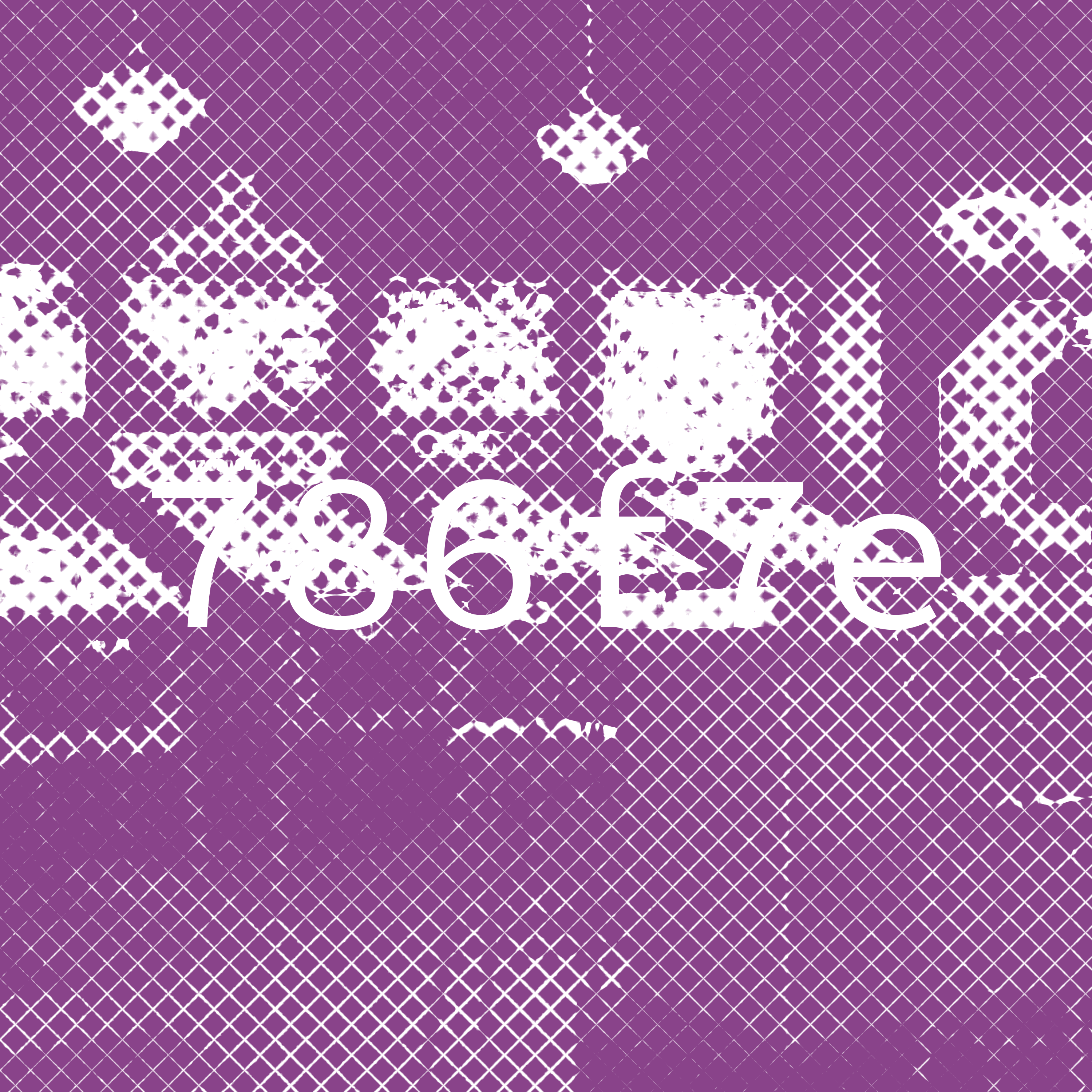 The cover art for starfire funk, which is a monochromatic purple picture of an arcade with a tile pattern covering it. The text 786f7e is overlaid ontop.