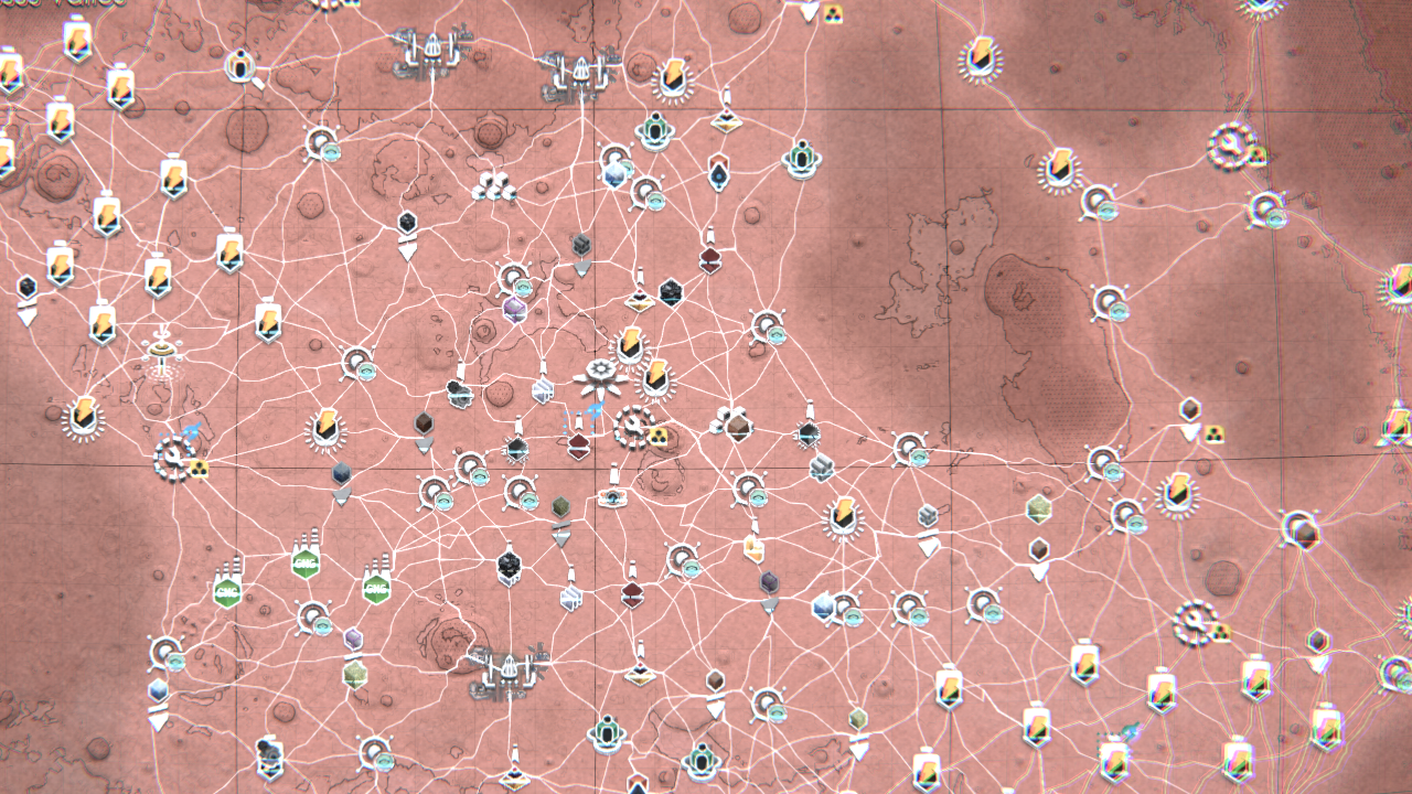 An overview of the colony from a greater elevation, which displays a numerous number of icons.