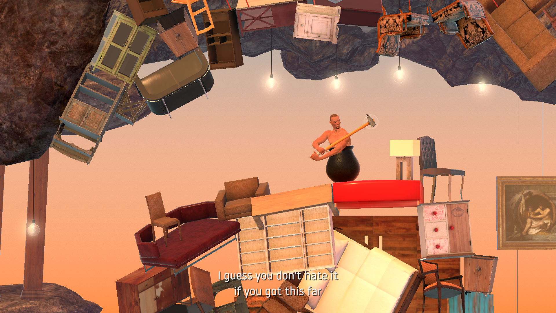 the room of furniture in getting over it