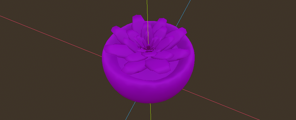 A succulent model in Godot which is colored entirely in magenta with some shading.