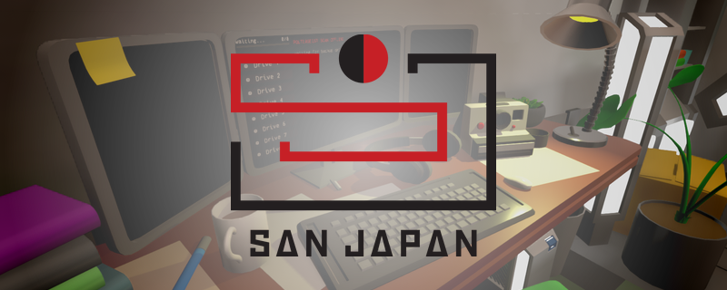 A picture of one of the rooms in no signal with the San Japan logo ontop of it.